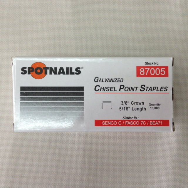 Spotnails 87005 Galvanized Chisel Point Staples box of 10,000
