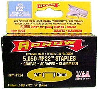 Arrow Fastener Staples P22 1/4 Inch (6mm) 5,050