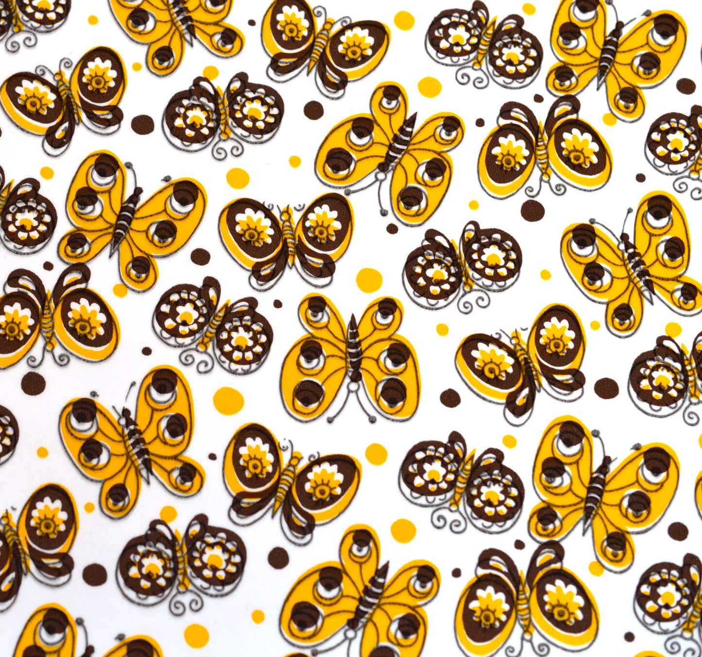 Yellow Brown Butterfly Vinyl Fabric