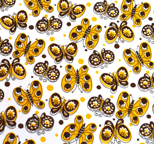 Yellow Brown Butterfly Vinyl Fabric